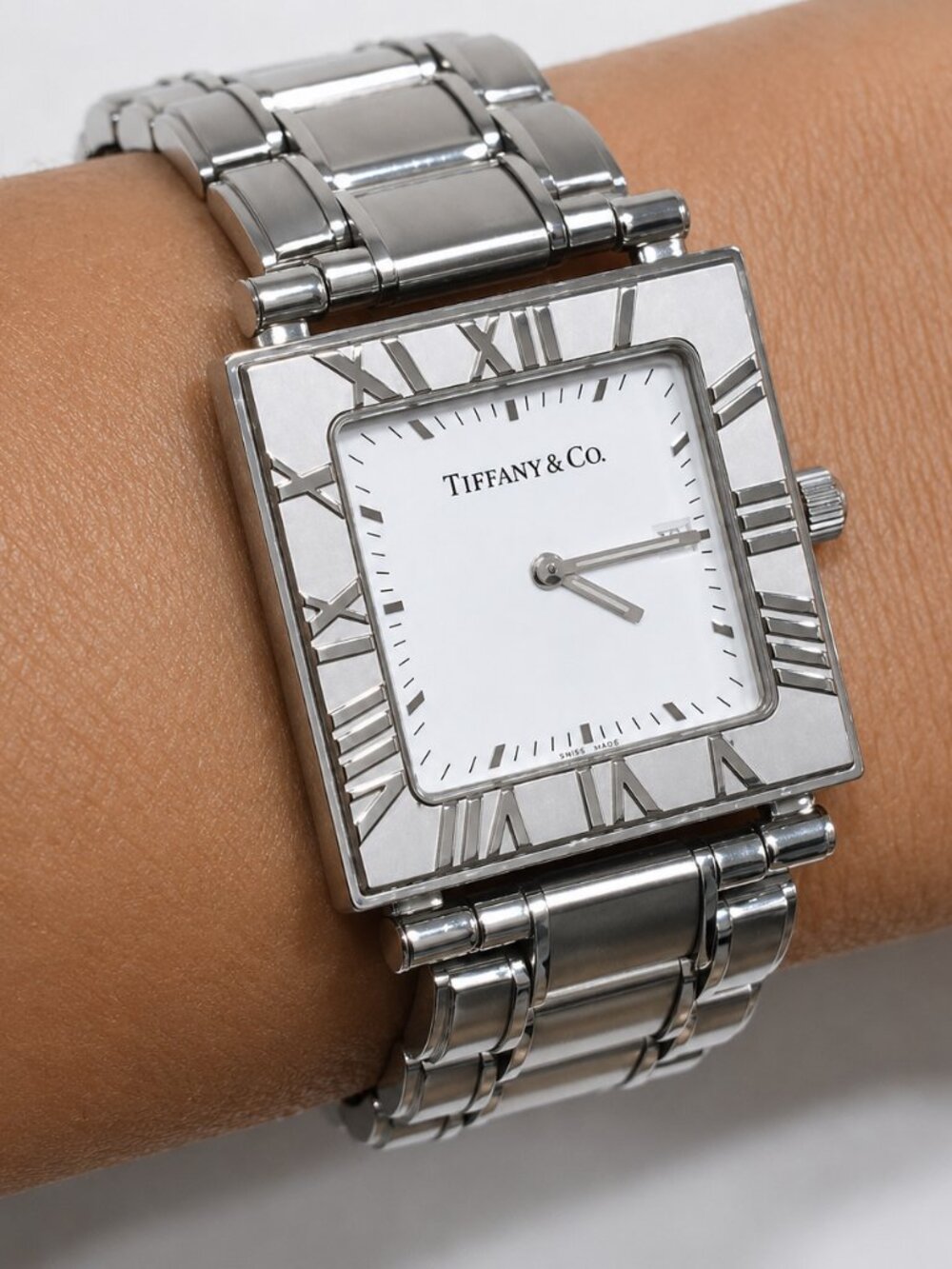 Tiffany & Co. Iconic Atlas Stainless Steel Swiss Made Square Watch - Picture 16 of 16